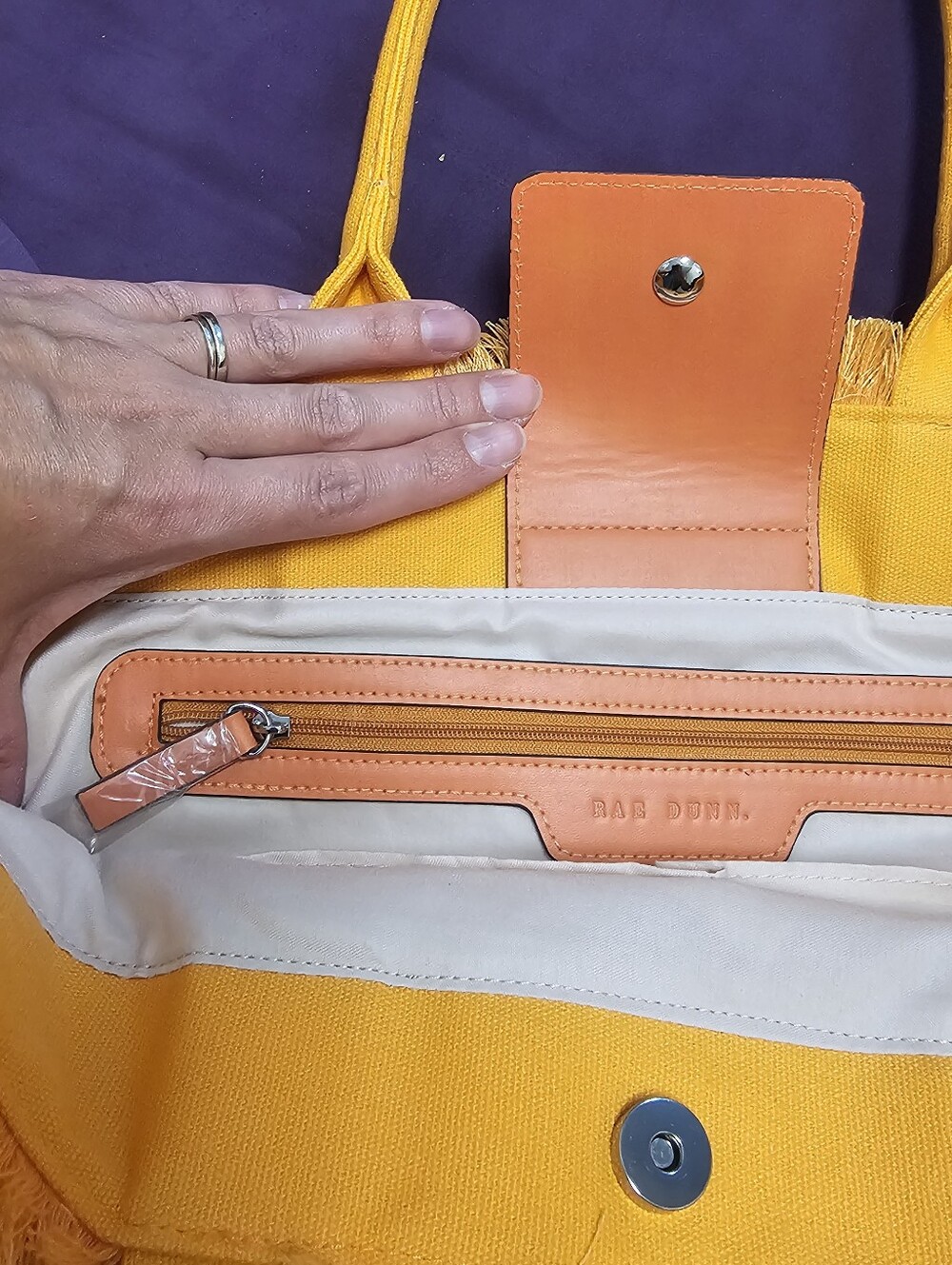 Brand New Rae Dunn "Vacay All Day" 3-Piece Orange Tote Bag Set - Picture 12 of 13